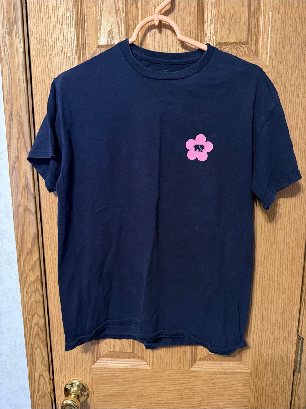 Ivory Ella Navy T-Shirt with Pink Flower Graphic